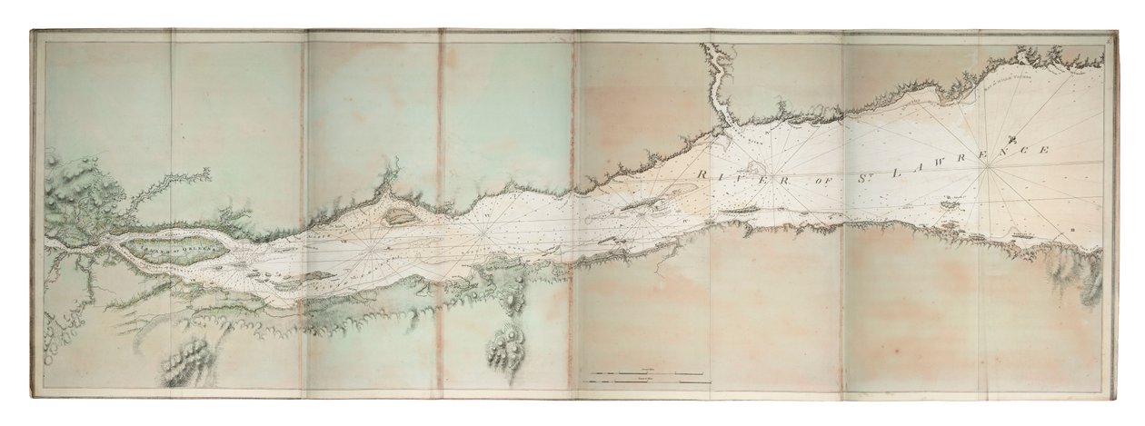Karte des Flusses St. Lawrence, Nordamerika Atlantikküste, ca. 1781 von Joseph Frederick Wallet DesBarres