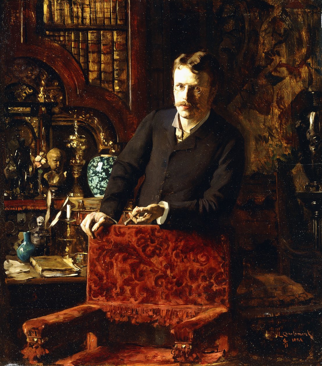 Ein Herr in einem Innenraum, 1881 von Joseph Gabriel Aubrun