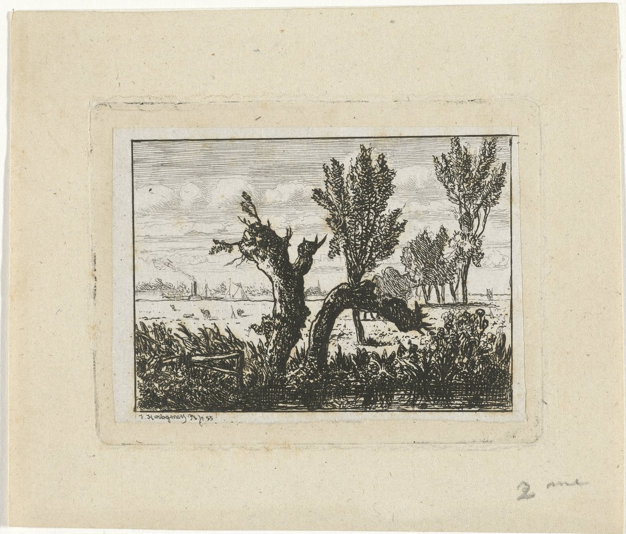 Landschaft mit Kopfweiden von Joseph Hartogensis