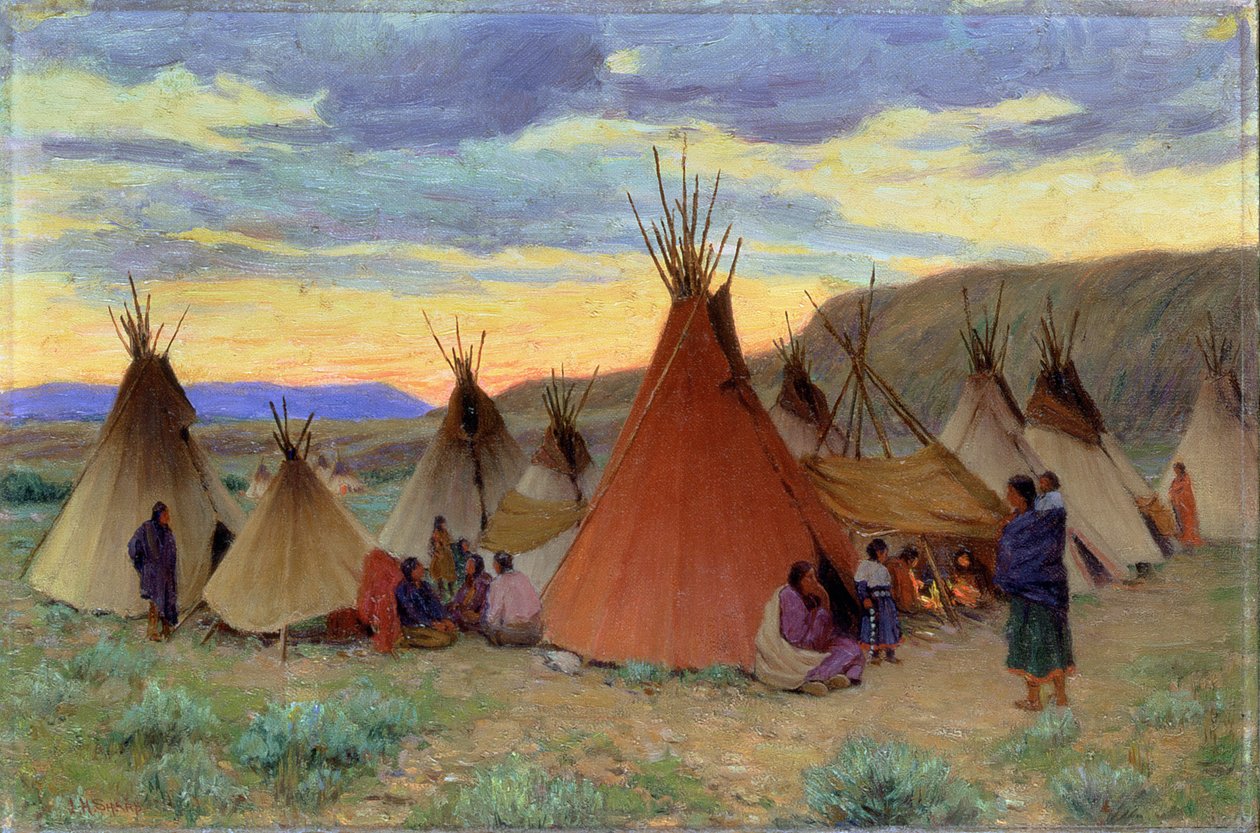 Abend auf der Crow Reservation, Montana von Joseph Henry Sharp