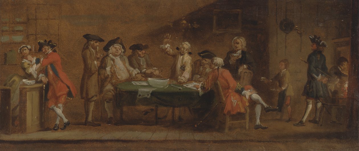 Figuren in einer Taverne oder einem Kaffeehaus, ca. 1725 oder nach 1750 von Joseph Highmore
