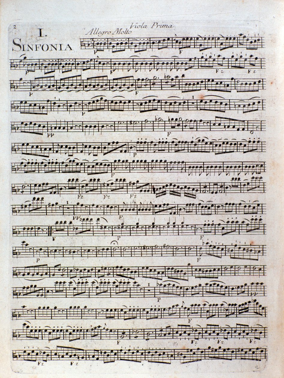 Seite der Partitur der Symphonie in C-Dur von Pleyel von Joseph Ignace Pleyel