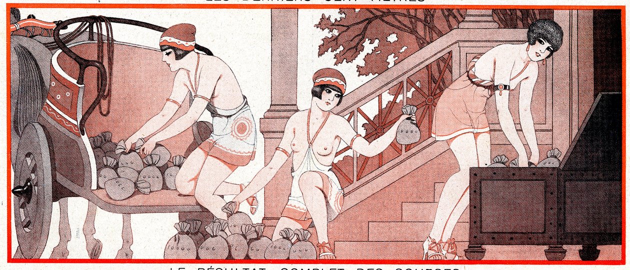 Was war, in der olympischen Periode, Le Prix de Diane - Vollständige Rennergebnisse - Illustration aus la Vie Parisienne, 1927 von Joseph Kuhn Regnier