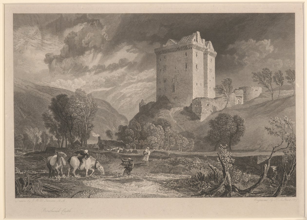 Borthwick Castle, graviert von Henry Le Keux von Joseph Mallord William (after) Turner