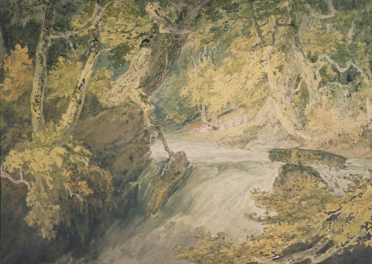 Ein Fluss in Hochwasser, ca. 1796 von Joseph Mallord William Turner