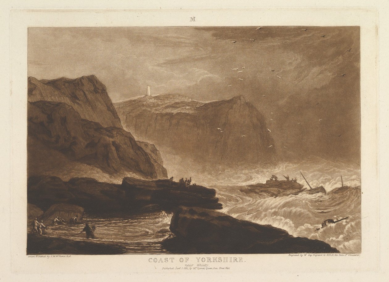 Küste von Yorkshire, in der Nähe von Whitby Liber Studiorum, Teil V, Tafel 24 von Joseph Mallord William Turner