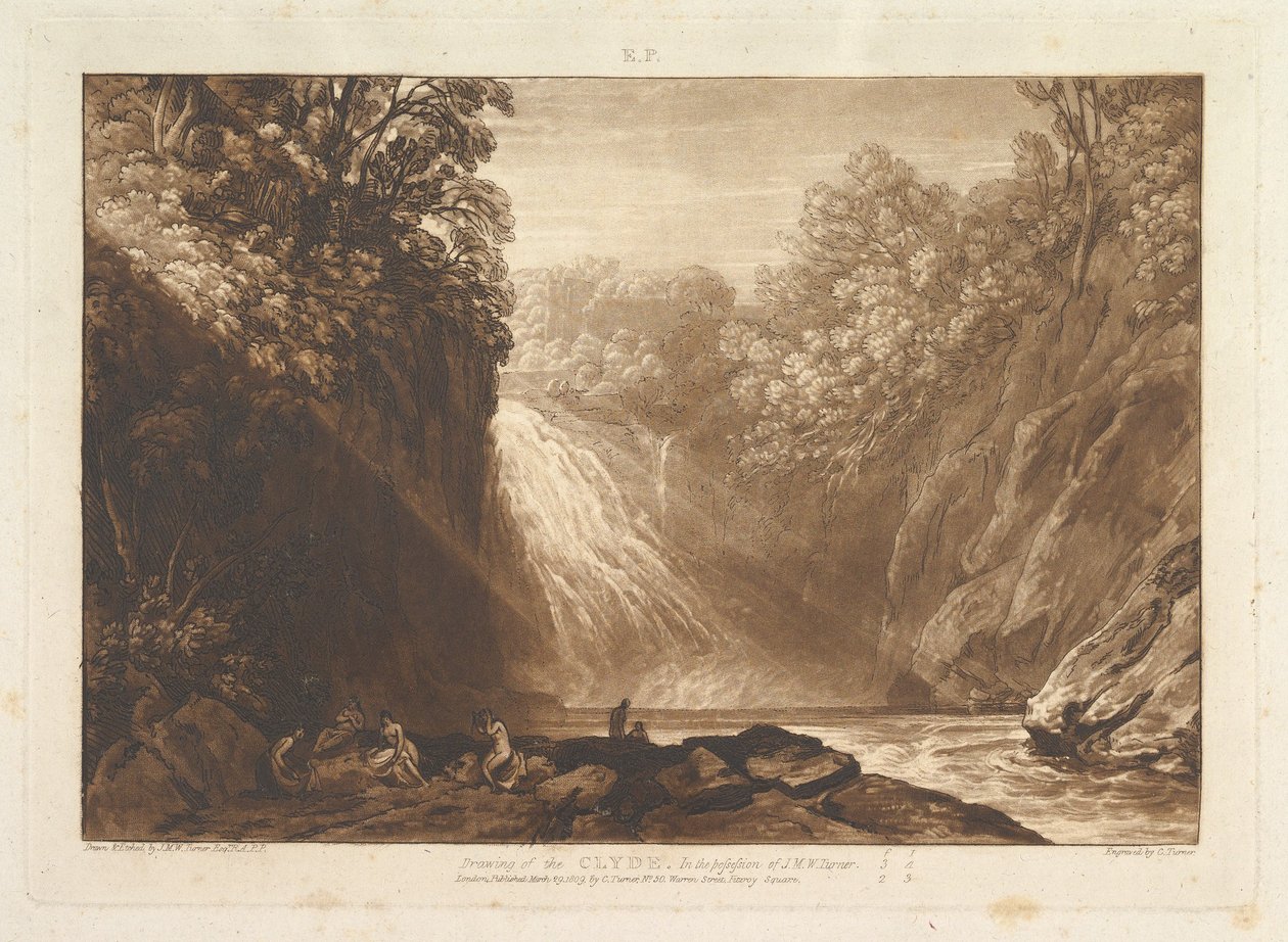 Zeichnung des Clyde Liber Studiorum, Teil IV, Platte 18, 29. März 1809 von Joseph Mallord William Turner