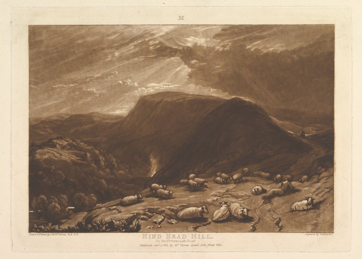 Hind Head Hill, Auf der Portsmouth Road Liber Studiorum, Teil V, Platte 25 von Joseph Mallord William Turner