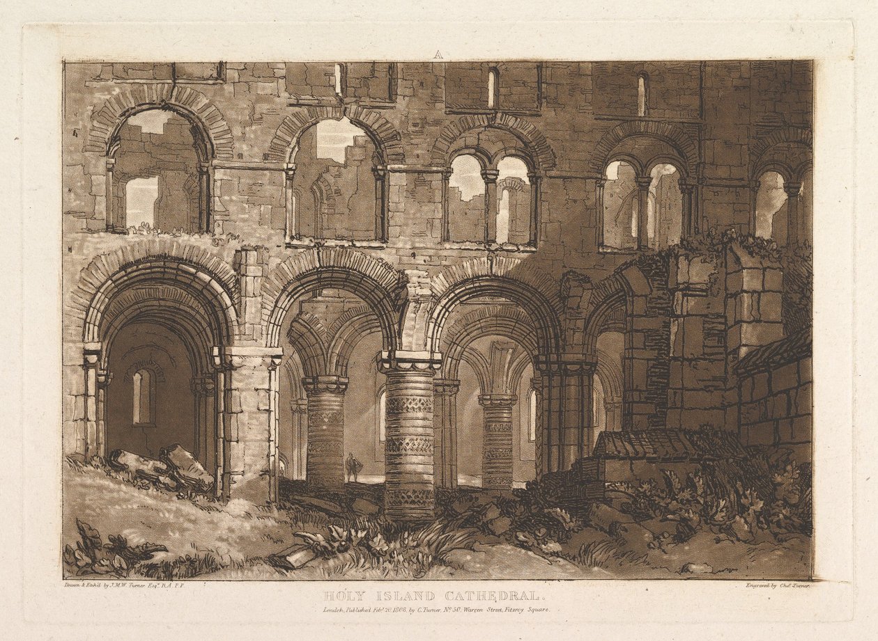 Holy Island Cathedral, Liber Studiorum, Teil III, Platte 11, 20. Februar 1808 von Joseph Mallord William Turner