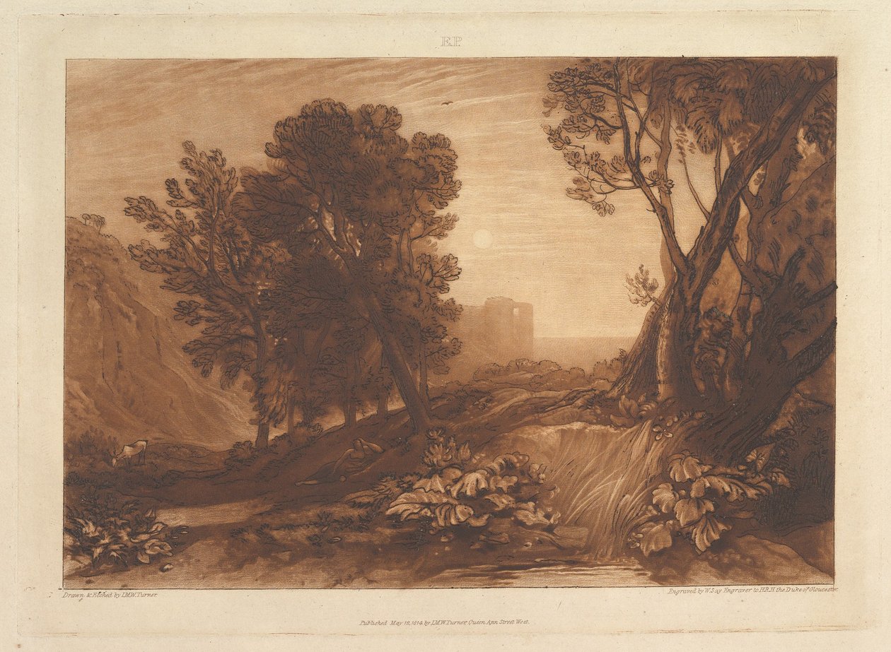 Einsamkeit oder Die lesende Magdalena, Liber Studiorum, Teil XI, Platte 53, 12. Mai 1814 von Joseph Mallord William Turner