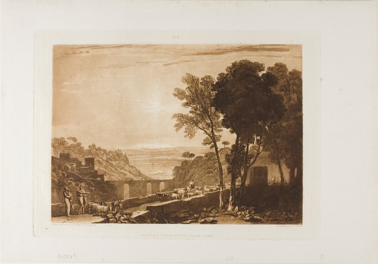 Die Brücke und Ziegen, Platte 43 aus Liber Studiorum von Joseph Mallord William Turner