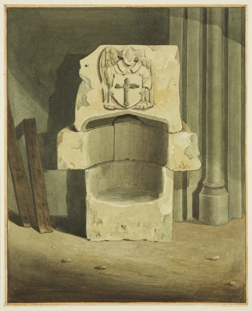 Antikes Taufbecken aus der Südwand der Krypta der St John