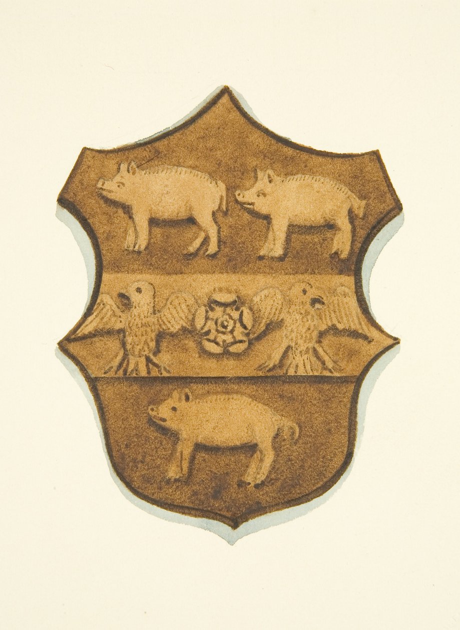 Paul Bushs Wappen in Eiche geschnitzt im Bischofsthron der Kathedrale von Bristol von Joseph Manning