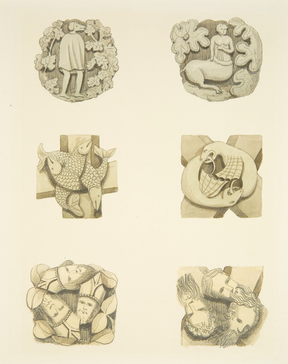 Sechs Gewölbesteine in der Decke beim Betreten der Nordtür der Kathedrale von Bristol von Joseph Manning
