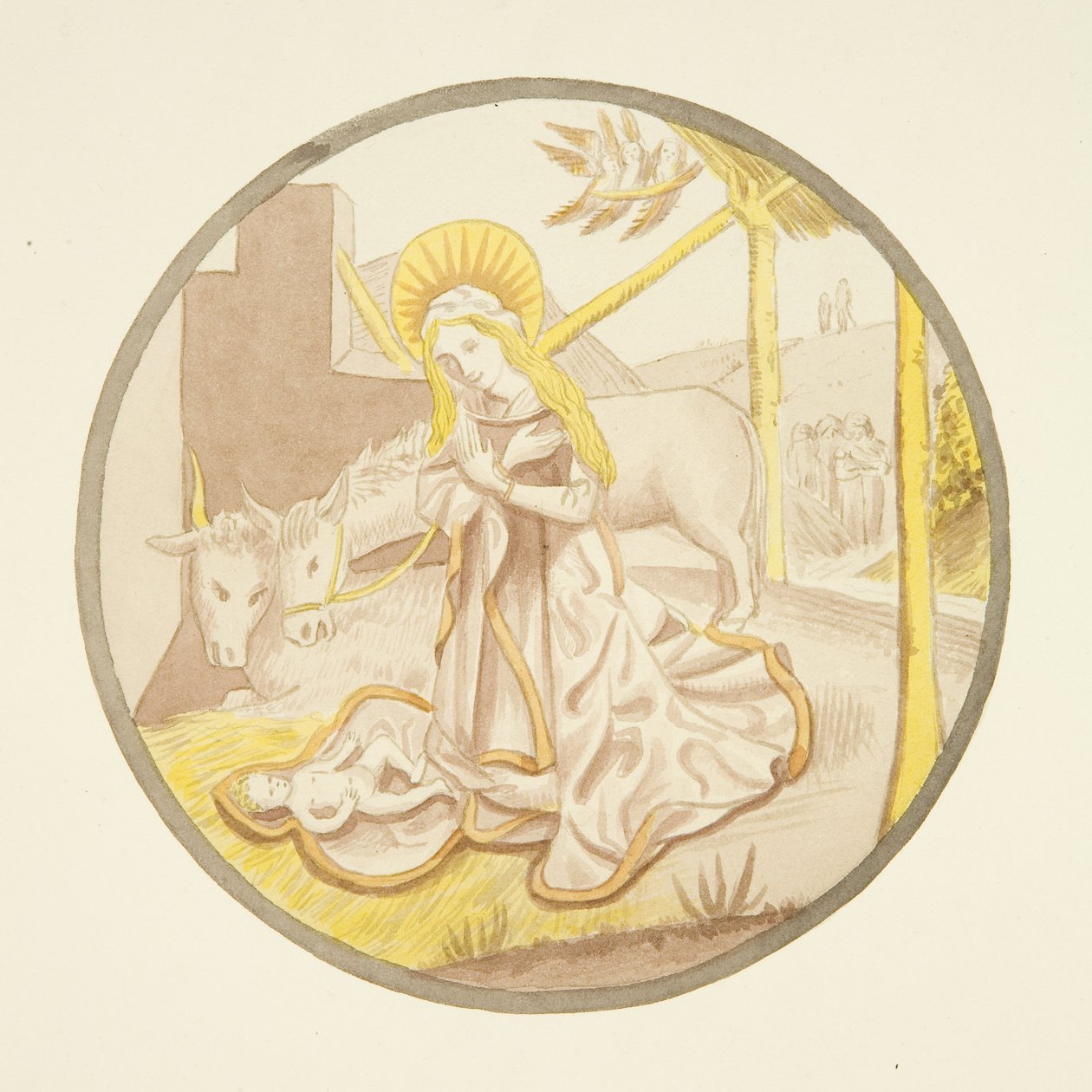 Buntglasfenster in der Privatkapelle des Bischofspalastes: Die Geburt Christi von Joseph Manning