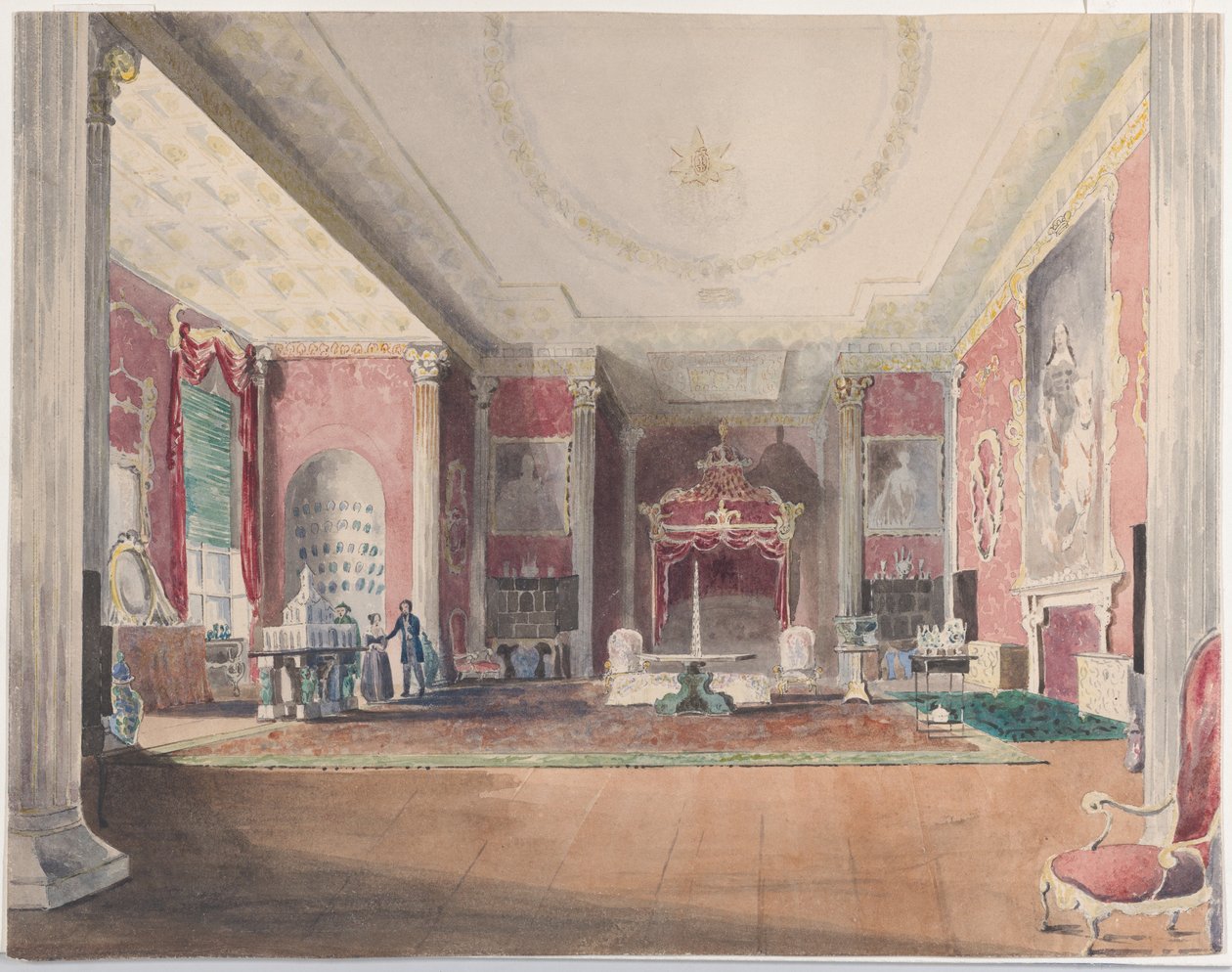 Das Staatsbettzimmer, Stowe Buckinghamshire von Joseph Nash
