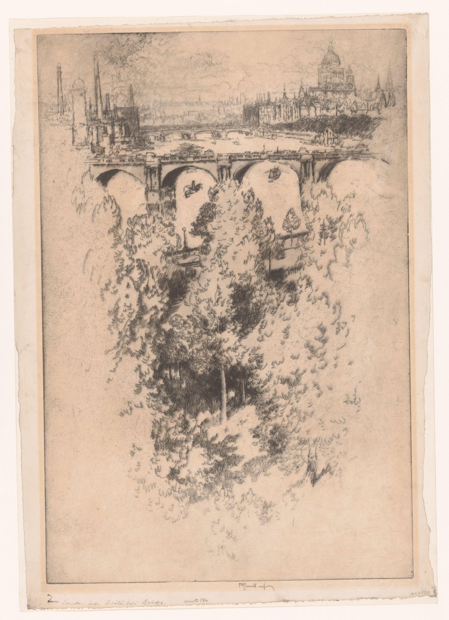 London über die Waterloo-Brücke von Joseph Pennell (signed by artist)