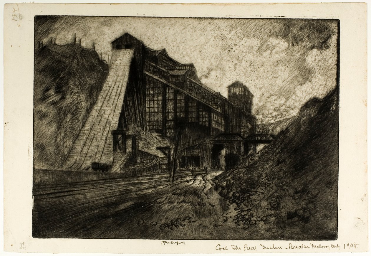 Kohle - Die große Schrägbahn, Aufbereitungsanlage, Mahanoy City von Joseph Pennell