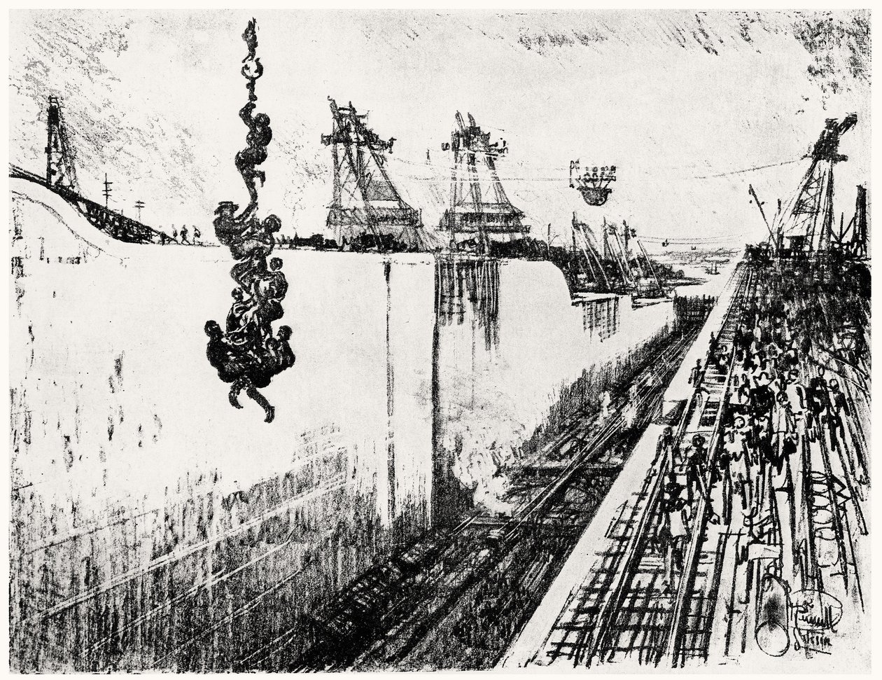 Mittagessen in Gatun, Platte III aus Der Panamakanal von Joseph Pennell, 1912 von Joseph Pennell