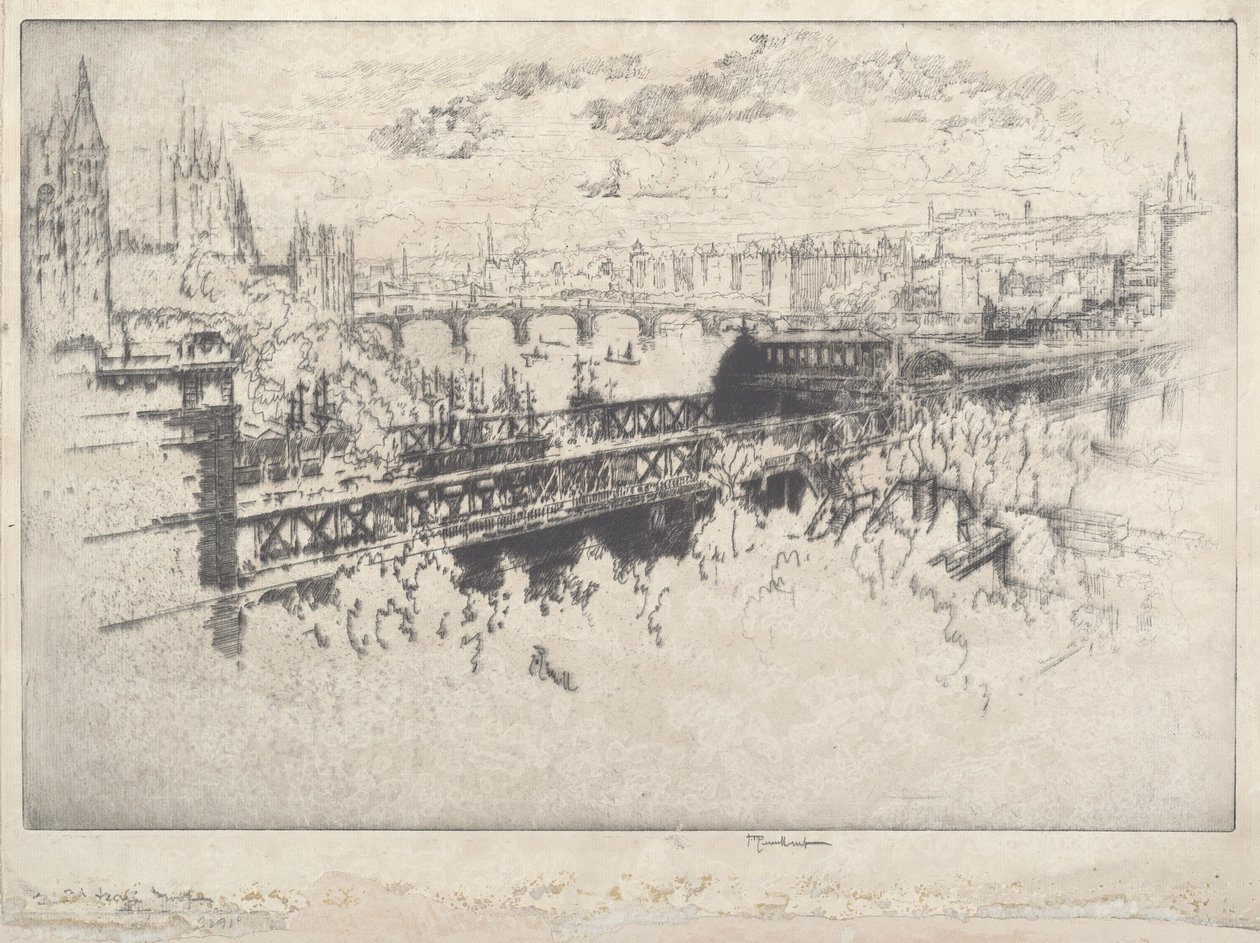 London über die Charing Cross Bridge von Joseph Pennell