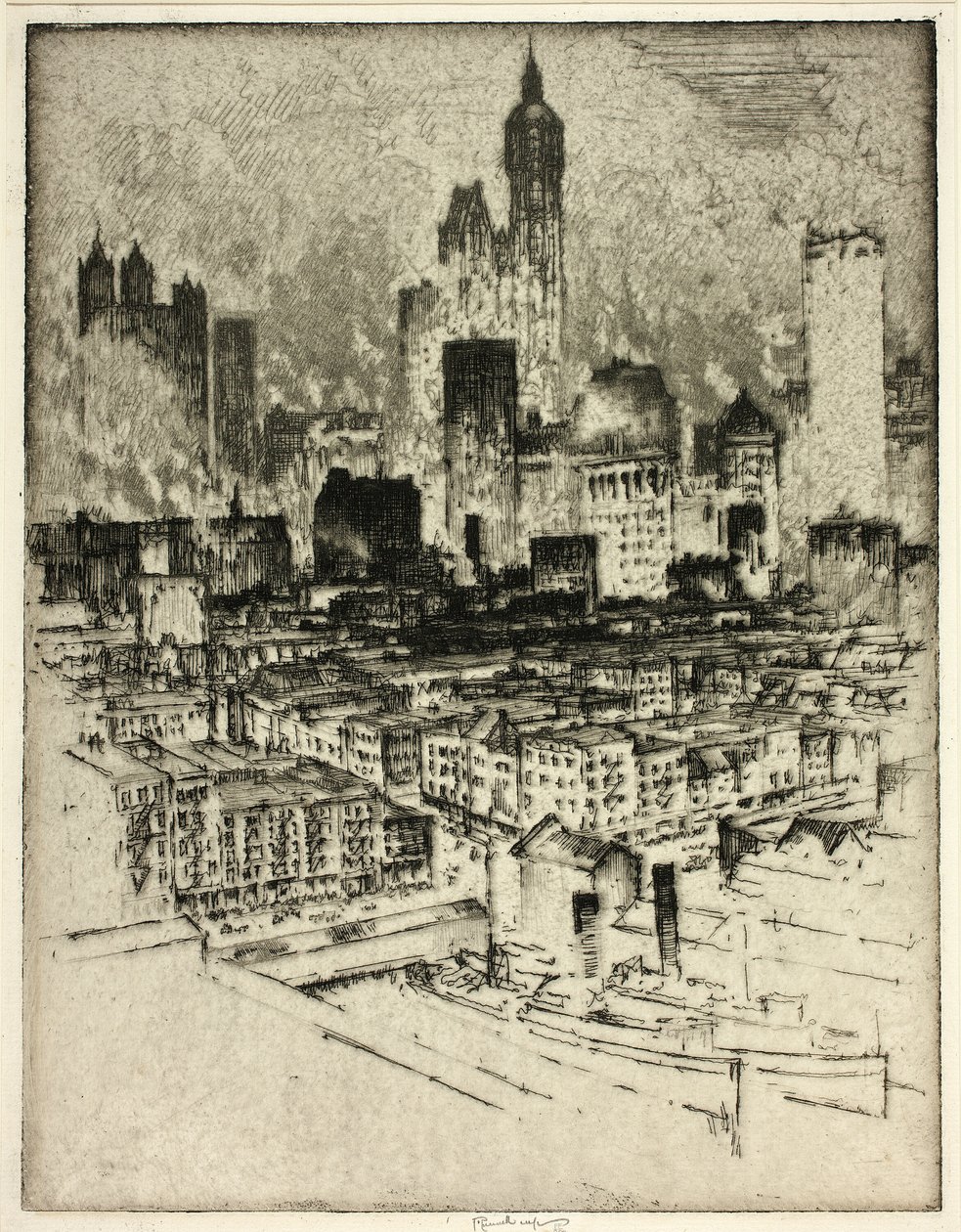 New York, von der Brooklyn Bridge von Joseph Pennell