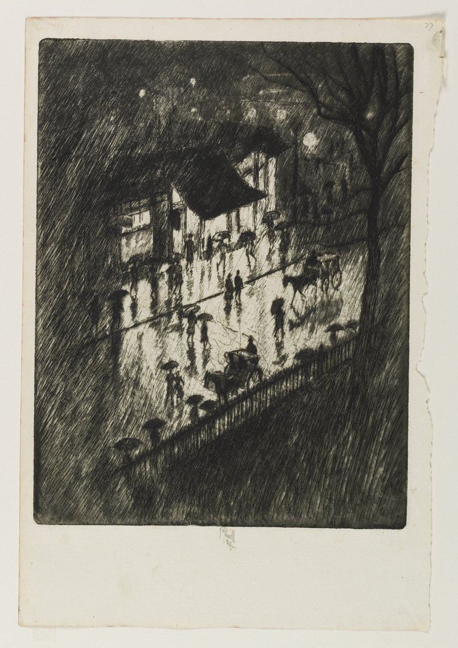 Regnerische Nacht, Charing Cross Shops, 1903 von Joseph Pennell