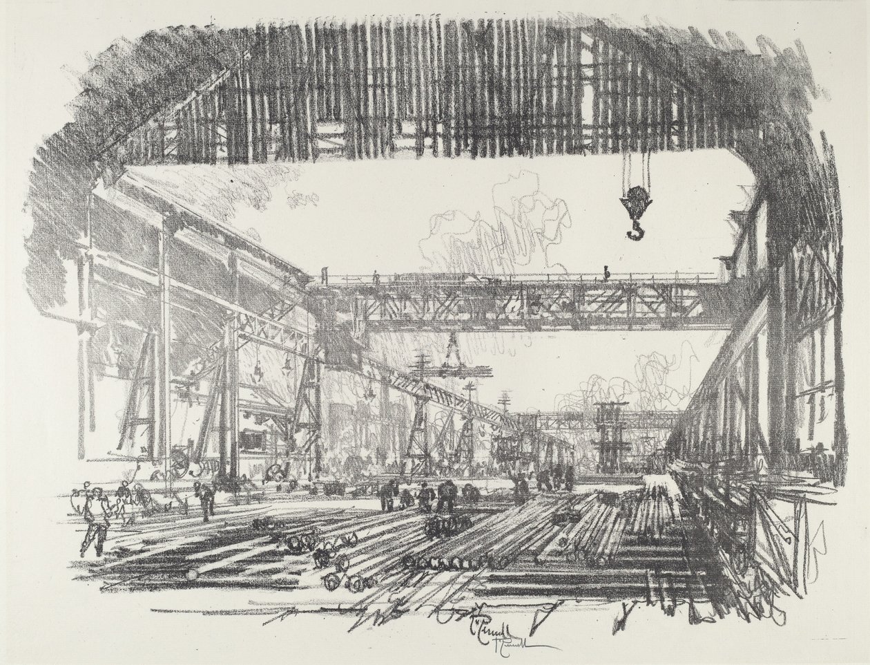 Stahlstangen für Granaten, 1916 von Joseph Pennell