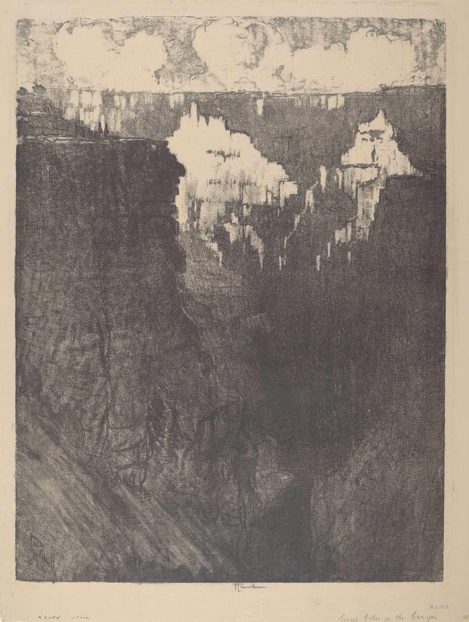 Sonnenuntergang Städte im Canyon, 1912 von Joseph Pennell