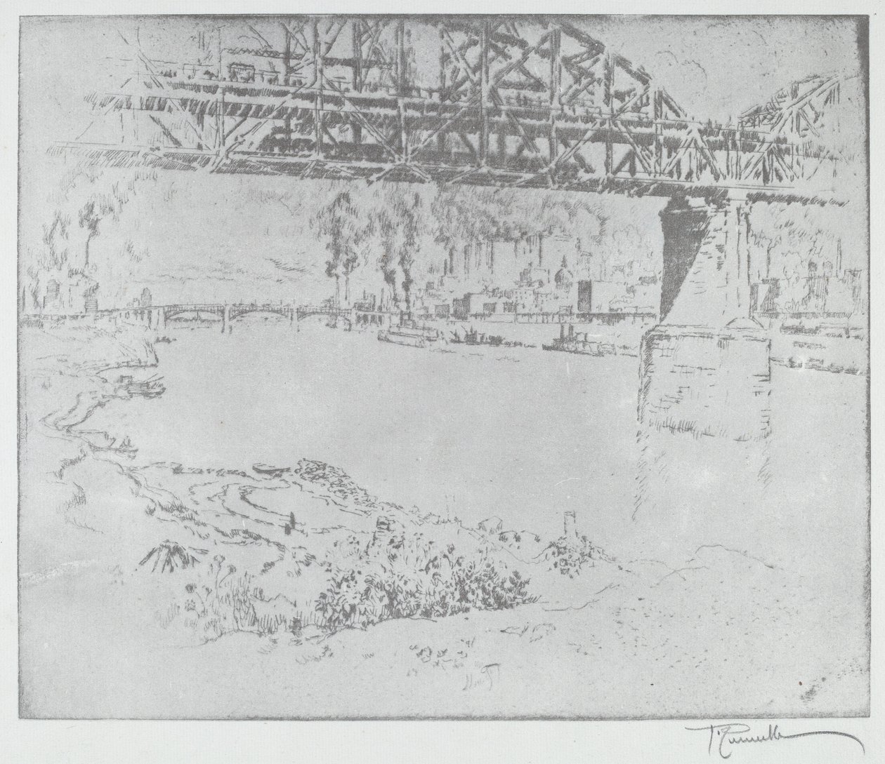 Die Stadtbrücke, St. Louis [unten], um oder nach 1919 von Joseph Pennell