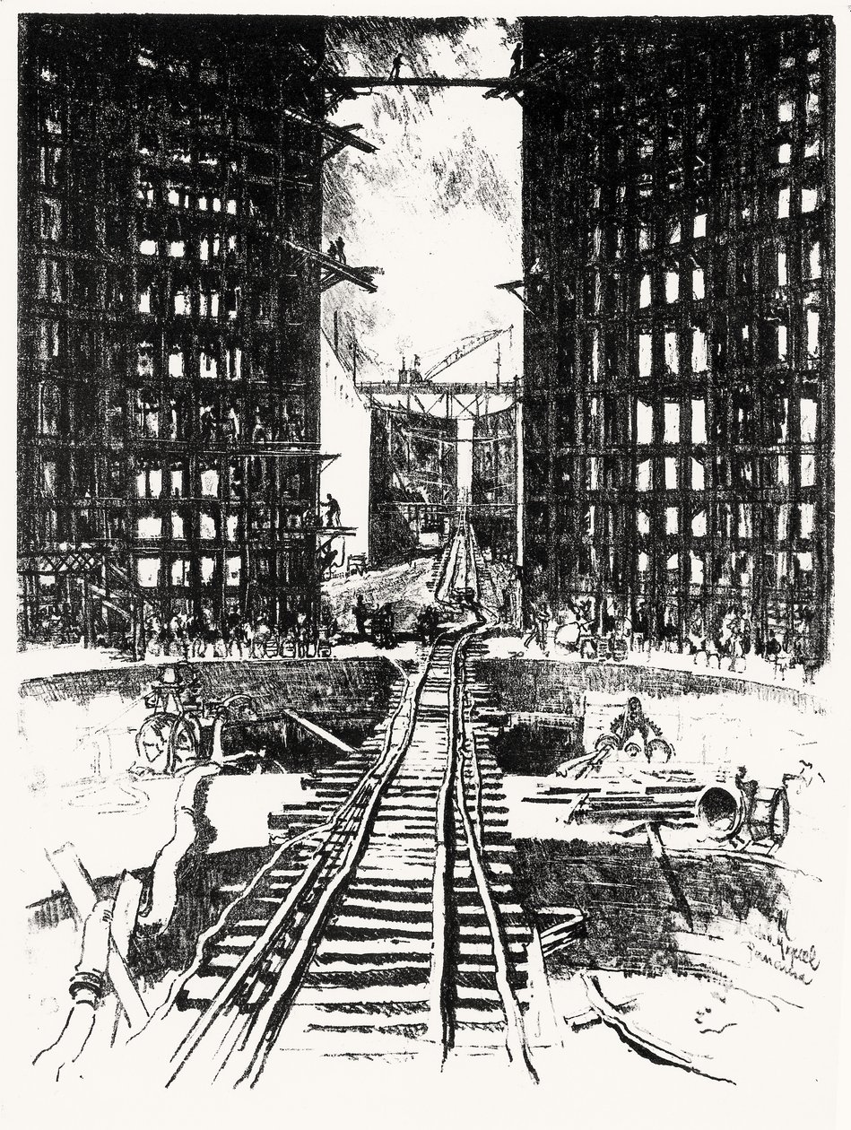 Die Tore von Pedro Miguel, Platte XIX aus Der Panamakanal von Joseph Pennell, 1912 von Joseph Pennell