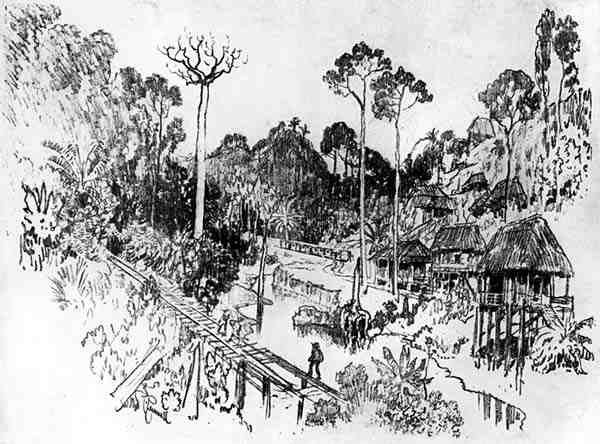 Das einheimische Dorf, Platte IX aus Der Panamakanal von Joseph Pennell, 1912 von Joseph Pennell