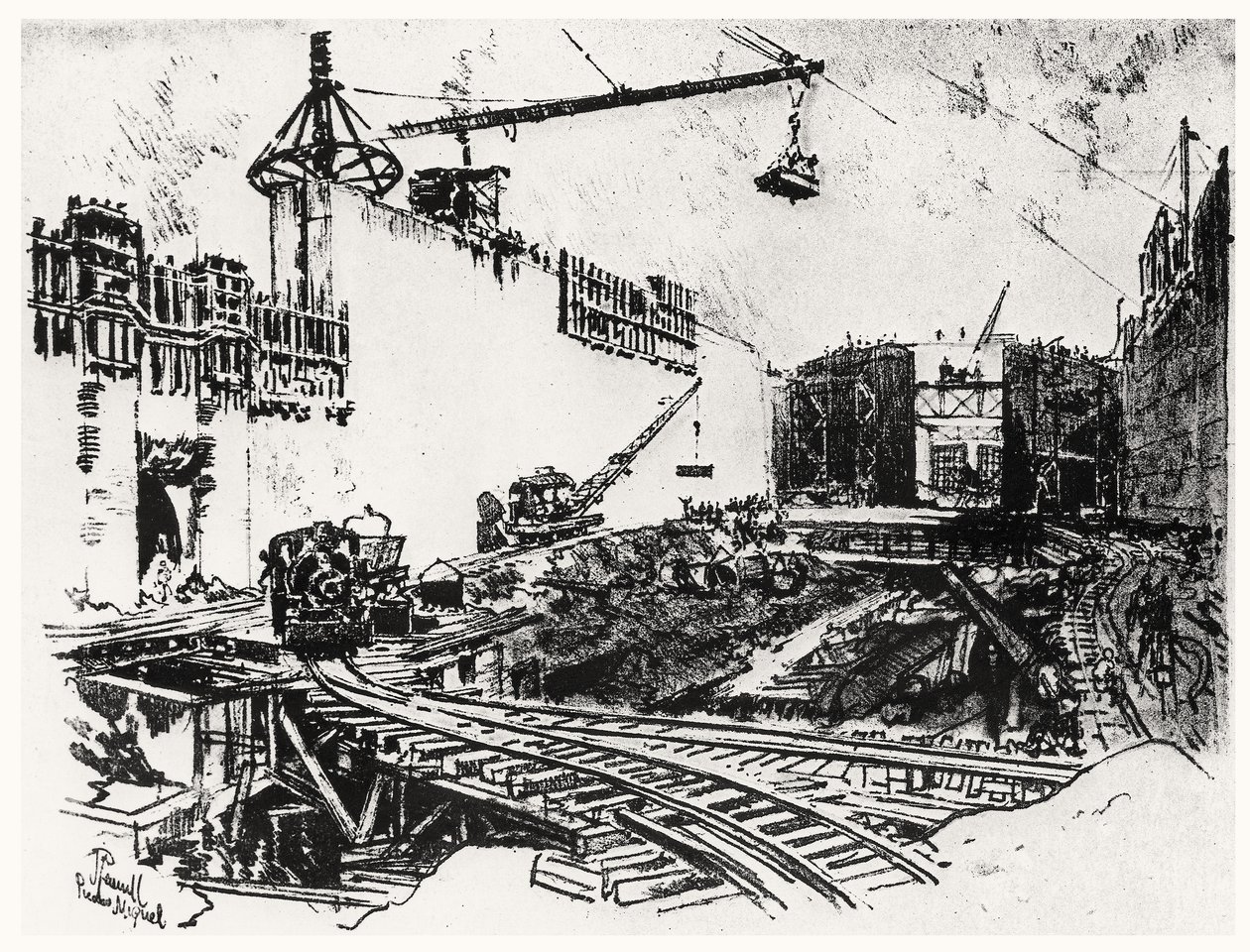 Die Mauern von Pedron Miguel, Platte XX aus Der Panamakanal von Joseph Pennell, 1912 von Joseph Pennell