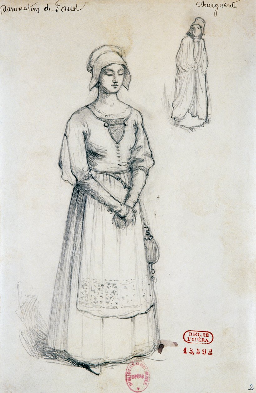 Kostüm für die Figur der Margaret in Verdammung des Faust von Hector Berlioz, Skizze von Joseph Porphyre Pinchon von Joseph Porphyre Pinchon