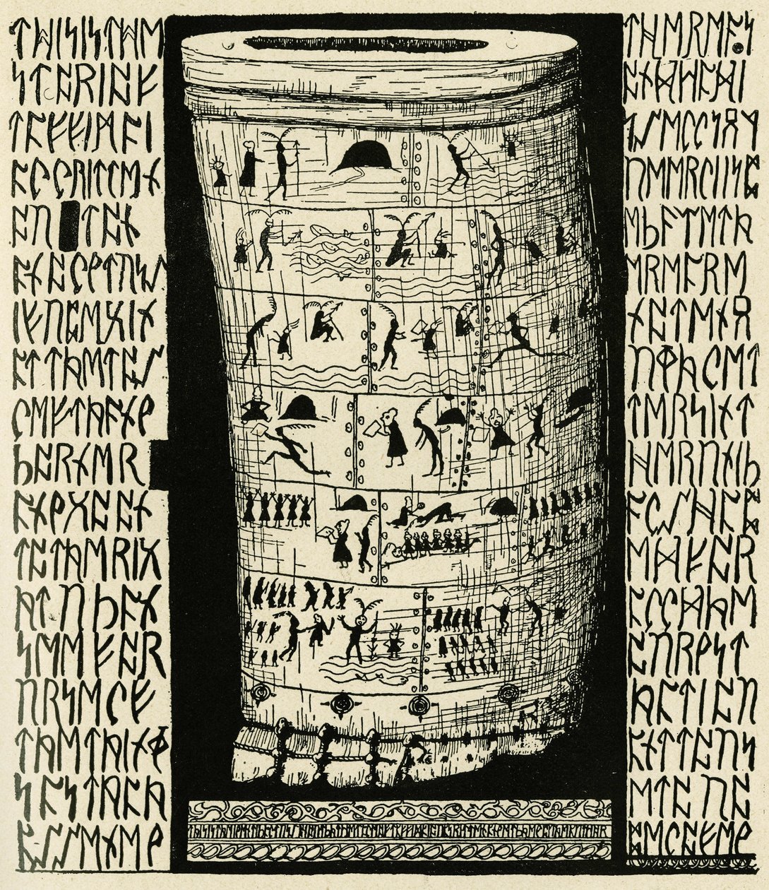 Zeichnung von Kipling, die Taffimai Metallumai in Rudyard Kiplings „Histoires comme ca“ (1856 - 1936), Librairie Delagrave darstellt von Joseph Rudyard Kipling