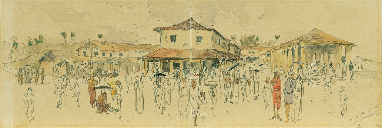 Fischmarkt in Point de Galle auf Ceylon (Sri Lanka) von Joseph Selleny