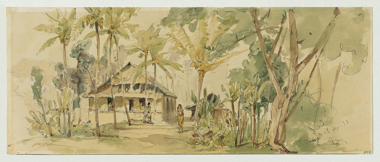 Haus des Roankiddi-Häuptlings auf der Insel Puinipet (Ponape), Karolinen von Joseph Selleny