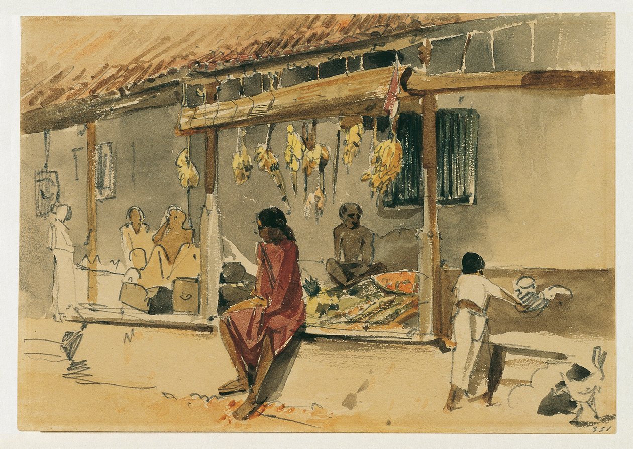Hühnerhändler in Point de Galle auf Ceylon (Sri Lanka) von Joseph Selleny