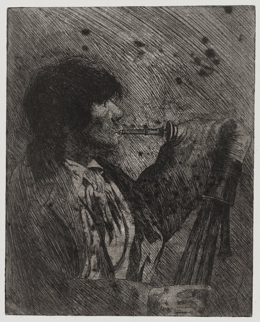 Mann spielt Dudelsack, gedruckt von Sigmund Abeles und Edmond Casarella von Joseph Stella