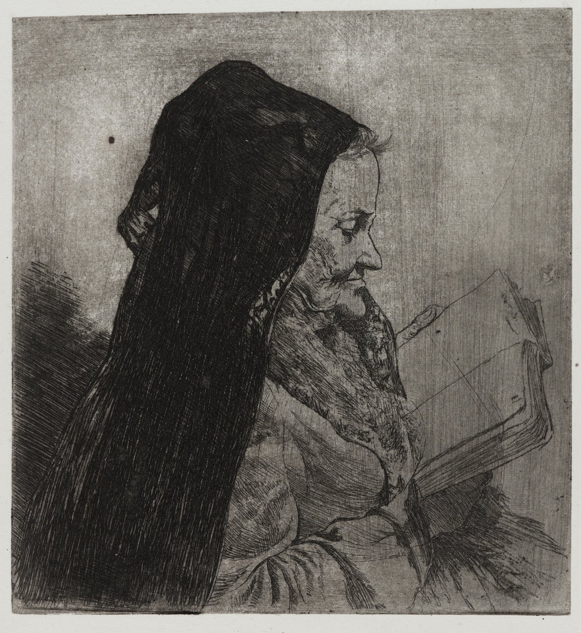 Alte Frau liest, gedruckt von Sigmund Abeles und Edmond Casarella von Joseph Stella