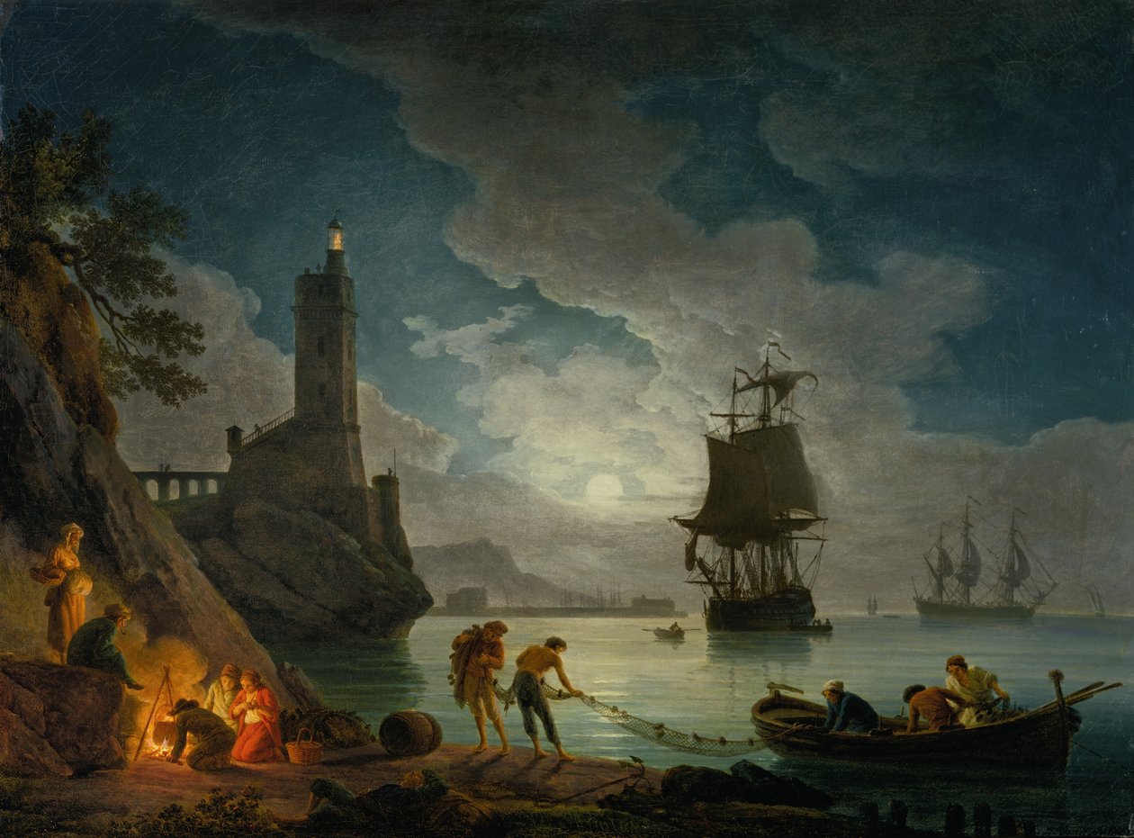 Ein Hafen im Mondlicht von Claude Joseph Vernet