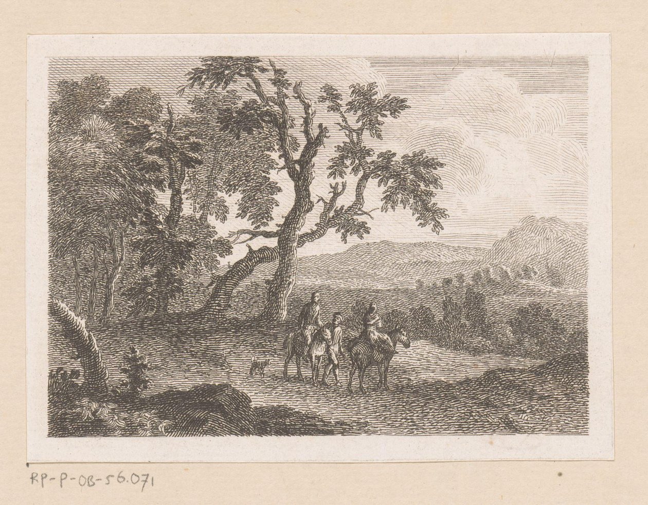 Landschaft mit zwei Reitern und einem Mann zu Fuß von Joseph Wagner (possibly)