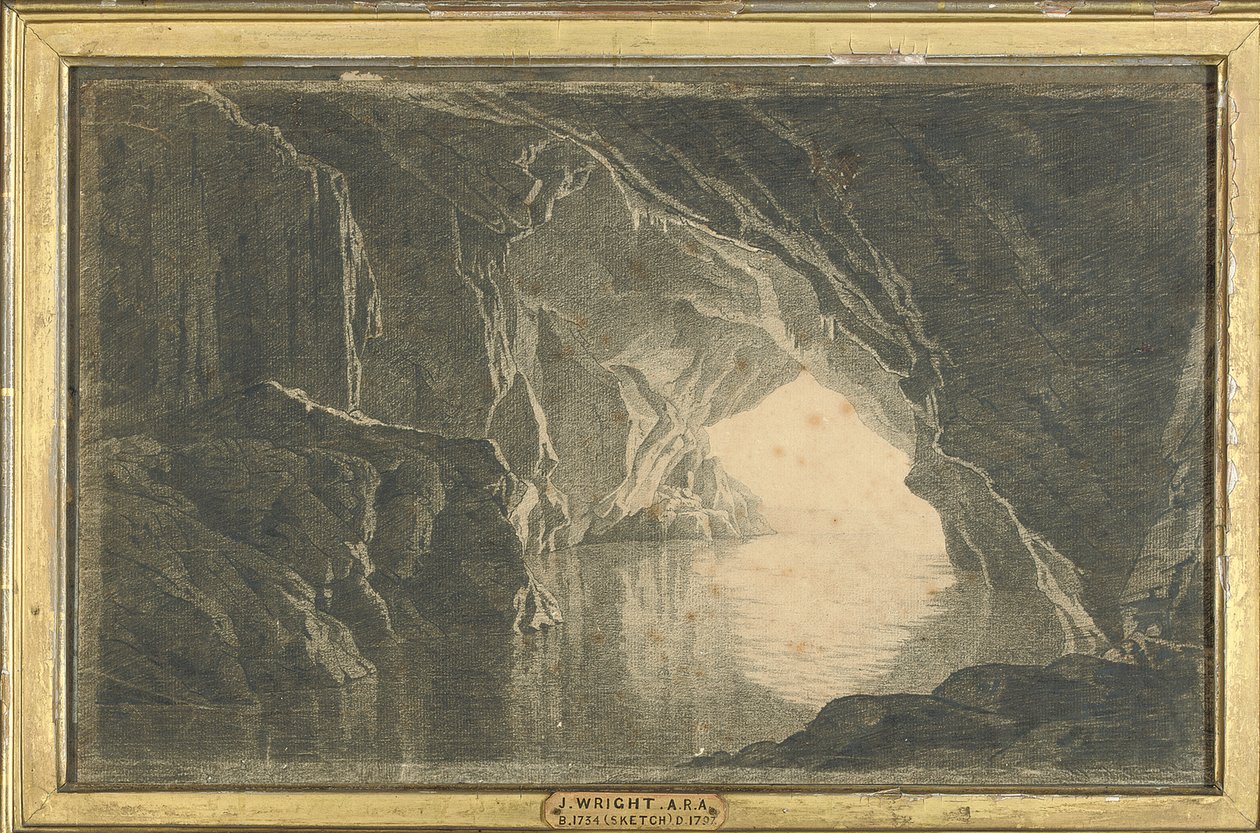 Eine Grotte im Golf von Salerno, Abend, um 1800 von Joseph Wright of Derby