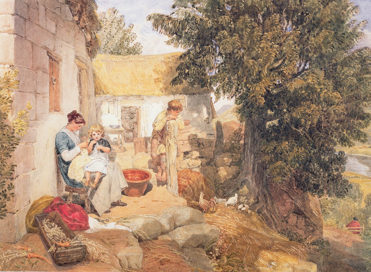 Häuser in der Nähe von Symonds Yat mit Landfiguren, 1825 von Joshua Cristall