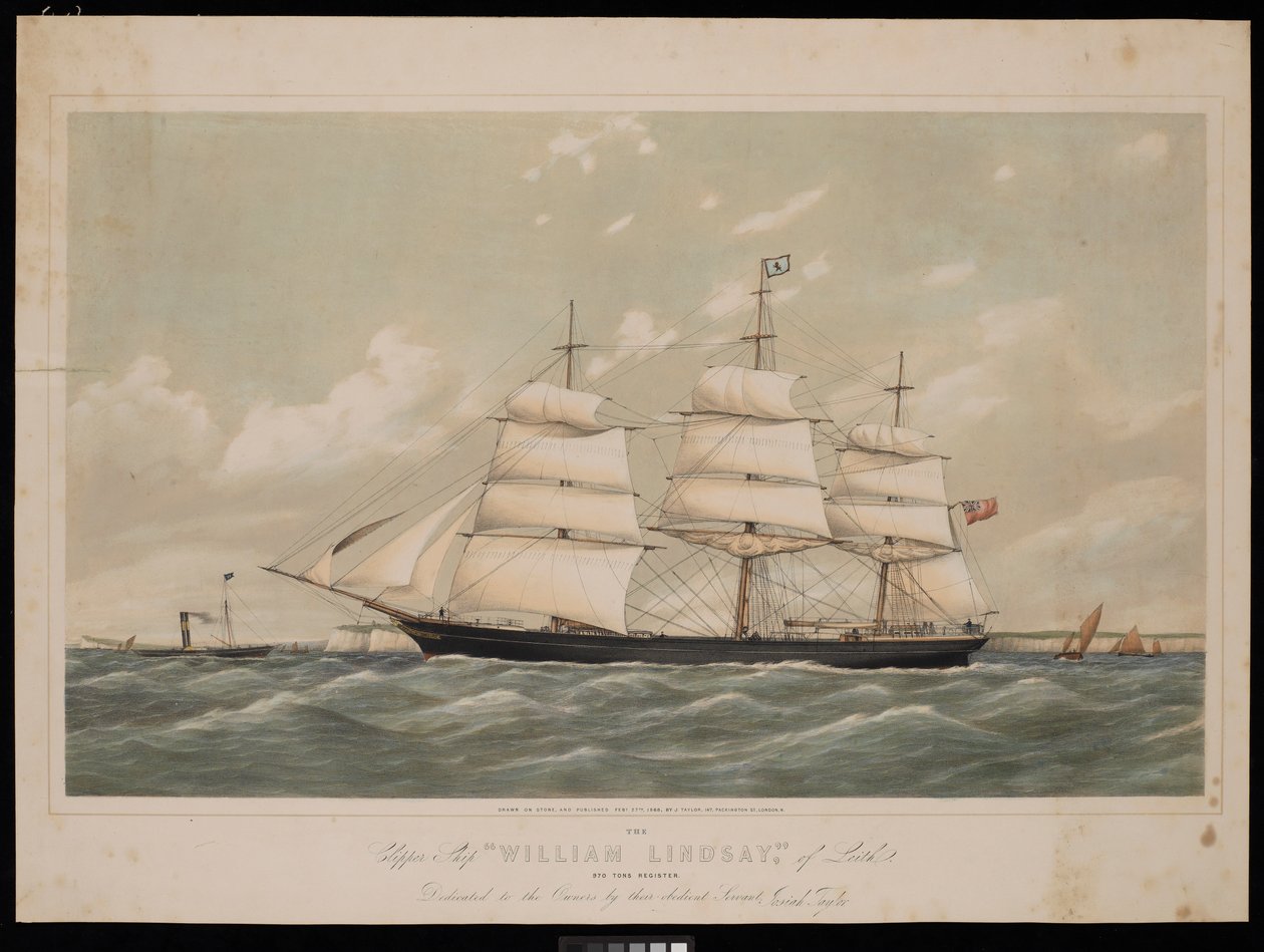 Klipperschiff William Lindsay von Leith 970 Tonnen Register..., 27. Februar 1868 von Josiah Taylor
