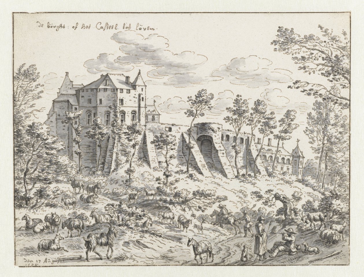 Schloss von Leuven, 1675 (Tinte auf Papier) von Josua de Grave