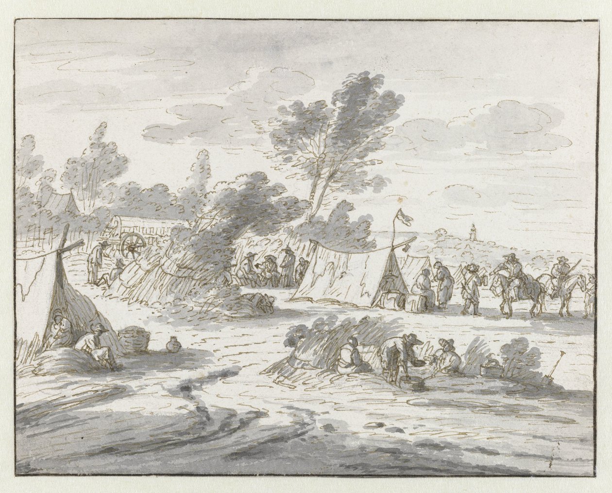 Ansicht eines Lagers der Armee von Willem III. bei Lembeek, Flämisch-Brabant von Josua de Grave