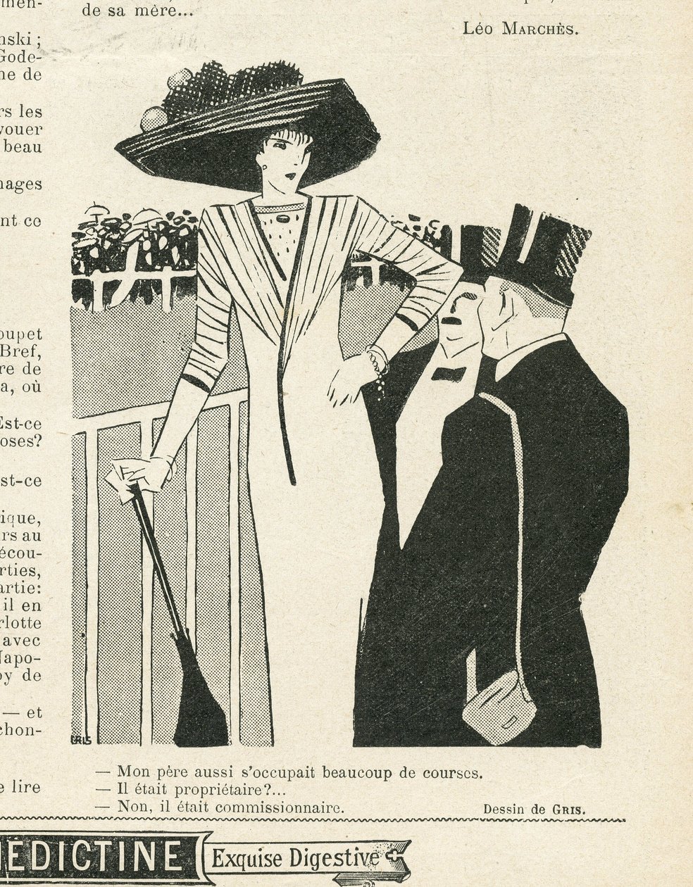 Illustration von J Gris in Le Lire, 02/10/09 - Mode, Hut, Leben der Reichen, Hippismus - Frauen von Juan Gris