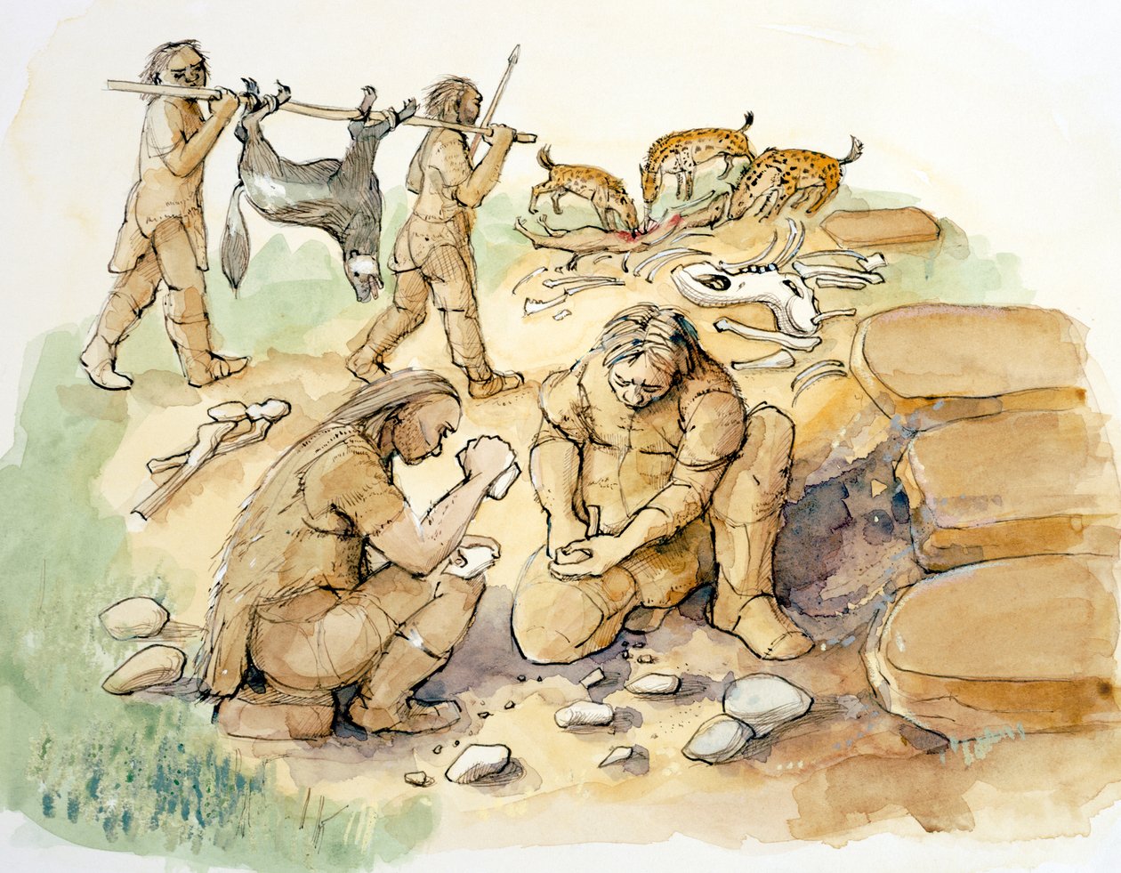 Glaston. Hominiden und Hyänen, Mittel- bis Oberpaläolithikum (30000 BP), 2001 von Judith Dobie