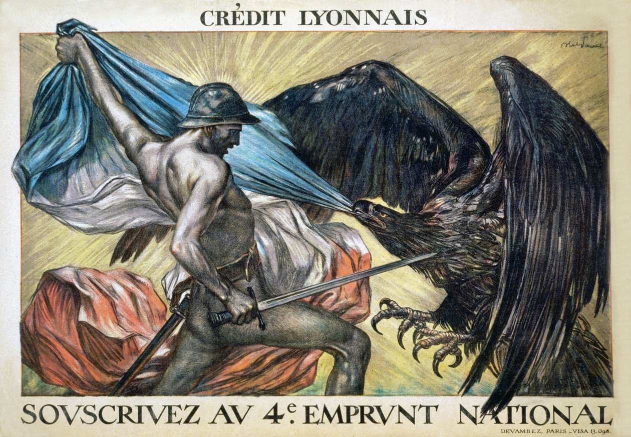 Crédit Lyonnais. Zeichnen Sie den 4. Nationalen Kredit, 1918 von Jules Abel Faivre