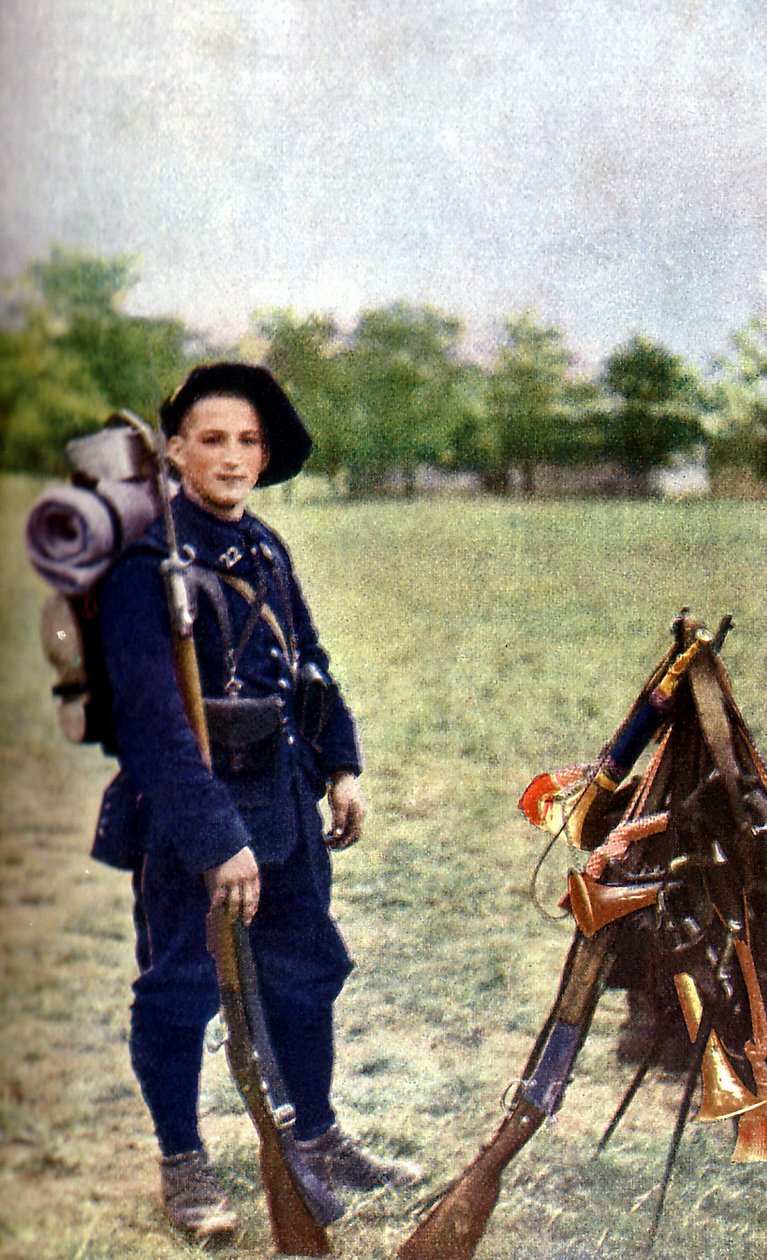 Ein Soldat der französischen Gebirgstruppen während der Schlacht an der Marne östlich von Paris, September 1914 von Jules Gervais Courtellemont